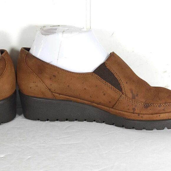 Mephisto Women's US 7 Brown Leather Slip-On Comfort Wedge Loafers - Picture 8 of 15